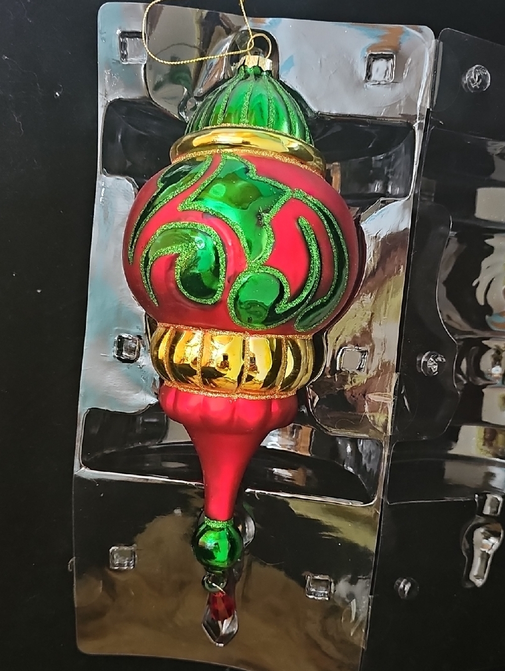 Jim Shore Red, Green & Gold Decorative Holiday Finial Ornament